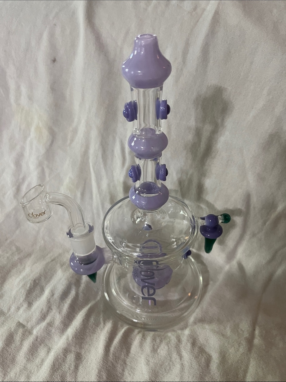 Clover Glass Water Piece with Lavender Accents